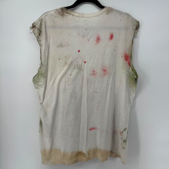 Polo Ralph Lauren T-Shirt L Distressed Paint Splatter Grunge DIY Sleeveless Tee - Picture 4 of 4